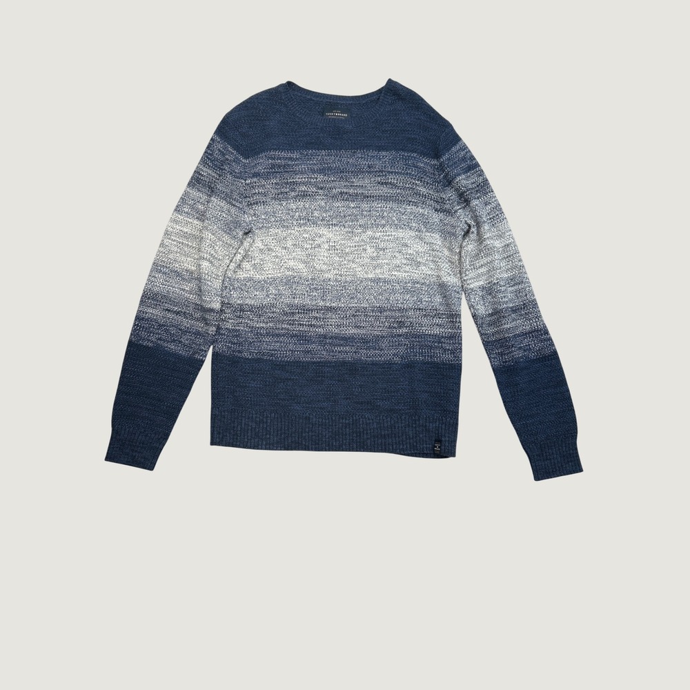 Lucky Brand Sweater Mens M Blue Ombre Gradient Cotton Crew Neck Pullover